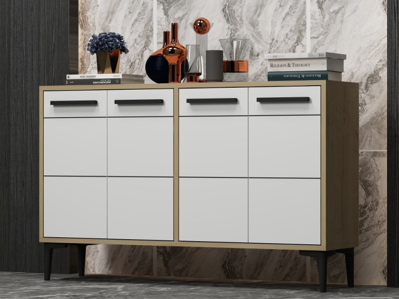 Konzolový stolek Stria - Sapphire Oak, White