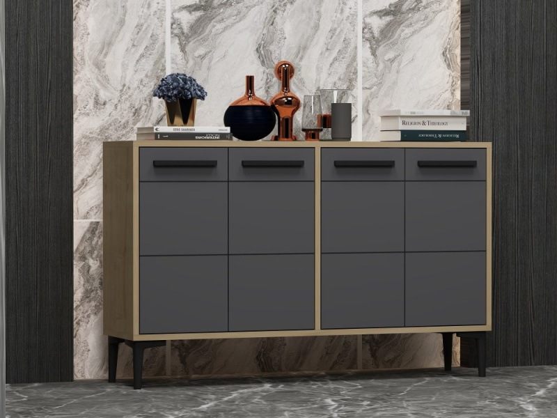 Konzolový stolek Stria - Sapphire Oak, Anthracite