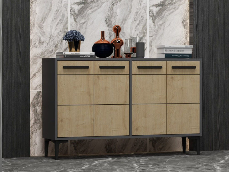 Konzolový stolek Stria - Anthracite, Sapphire Oak