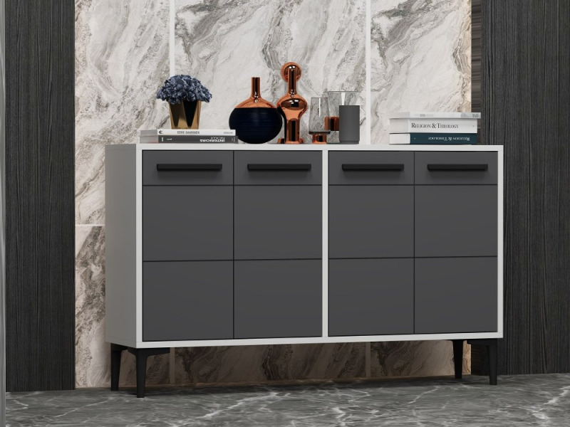 Konzolový stolek Stria - White, Anthracite