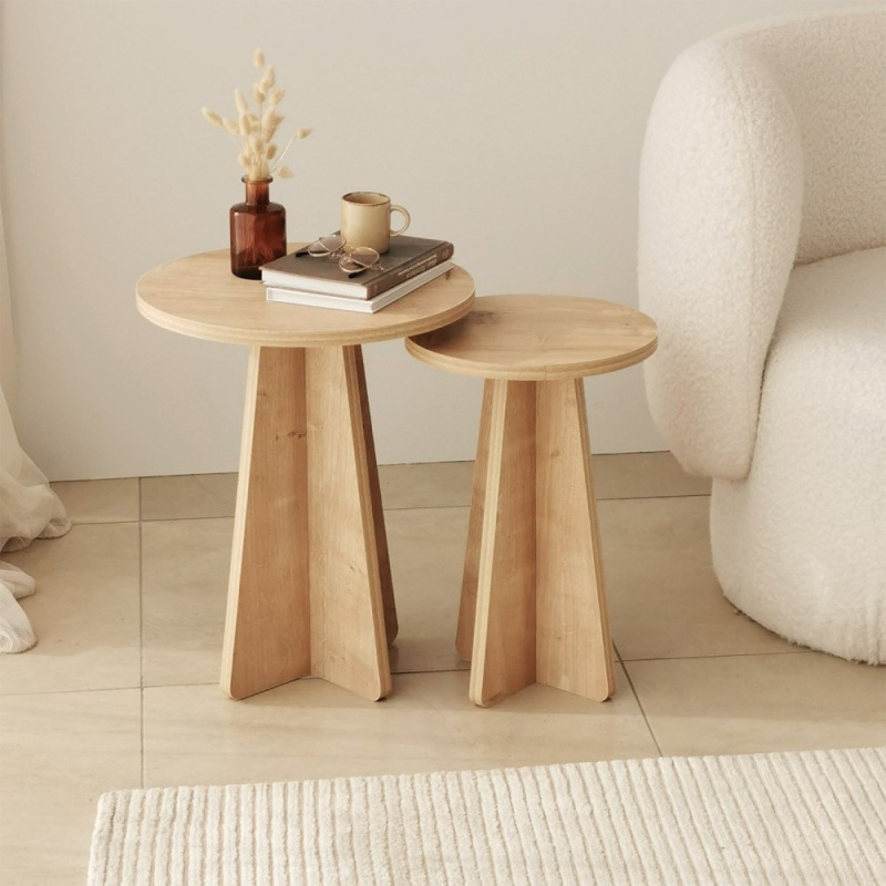 Sada odkládacích stolků (2 kusy) Mushroom - Sapphire Oak