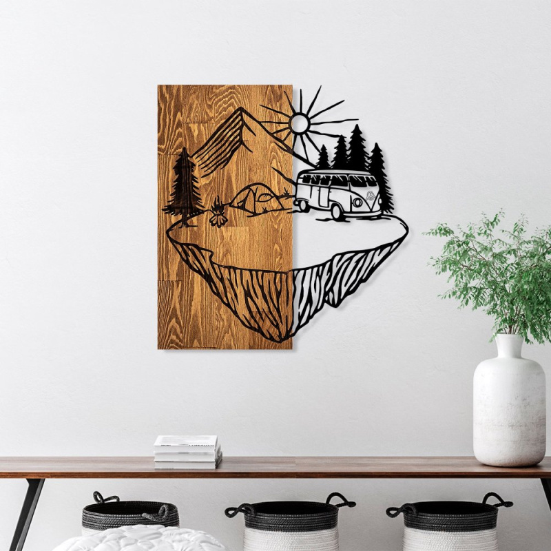 Dekorativní dřevěný doplněk na zeď Camp Life