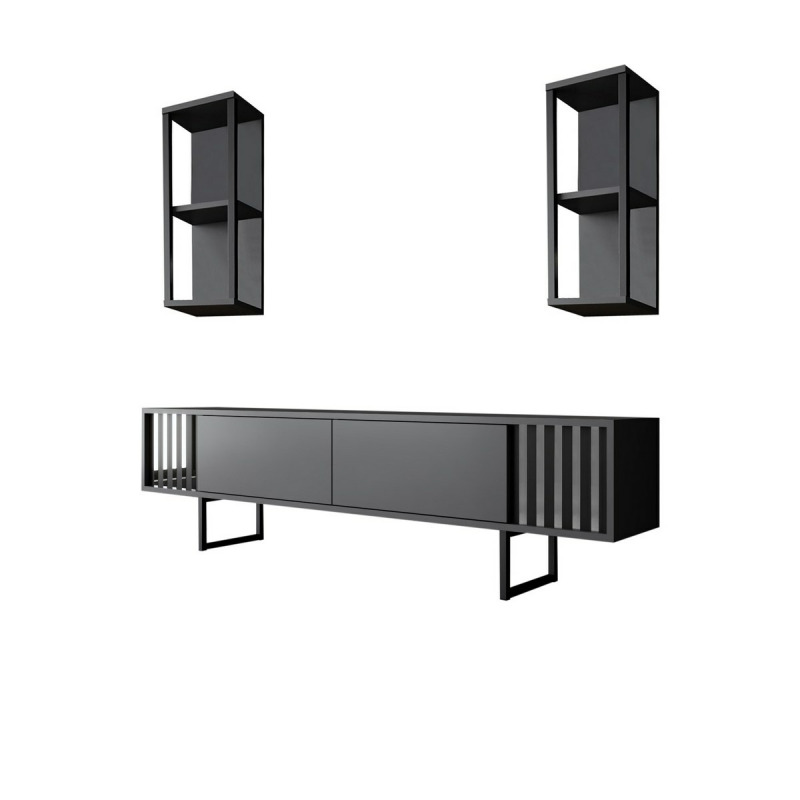 TV stěna / Sestava pod TV Chrome Line - Anthracite, Black