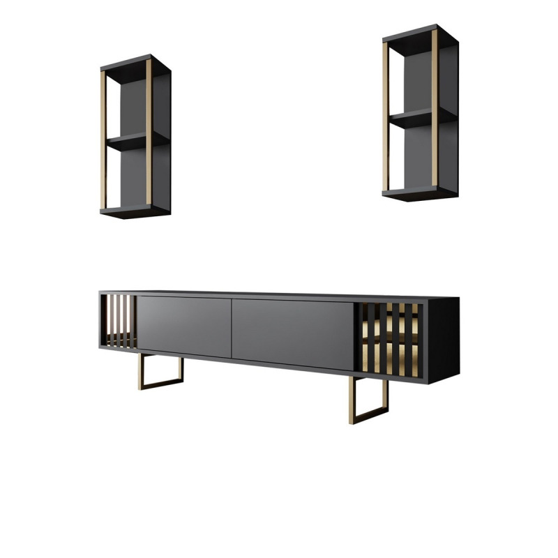 TV stěna / Sestava pod TV Gold Line - Anthracite, Black