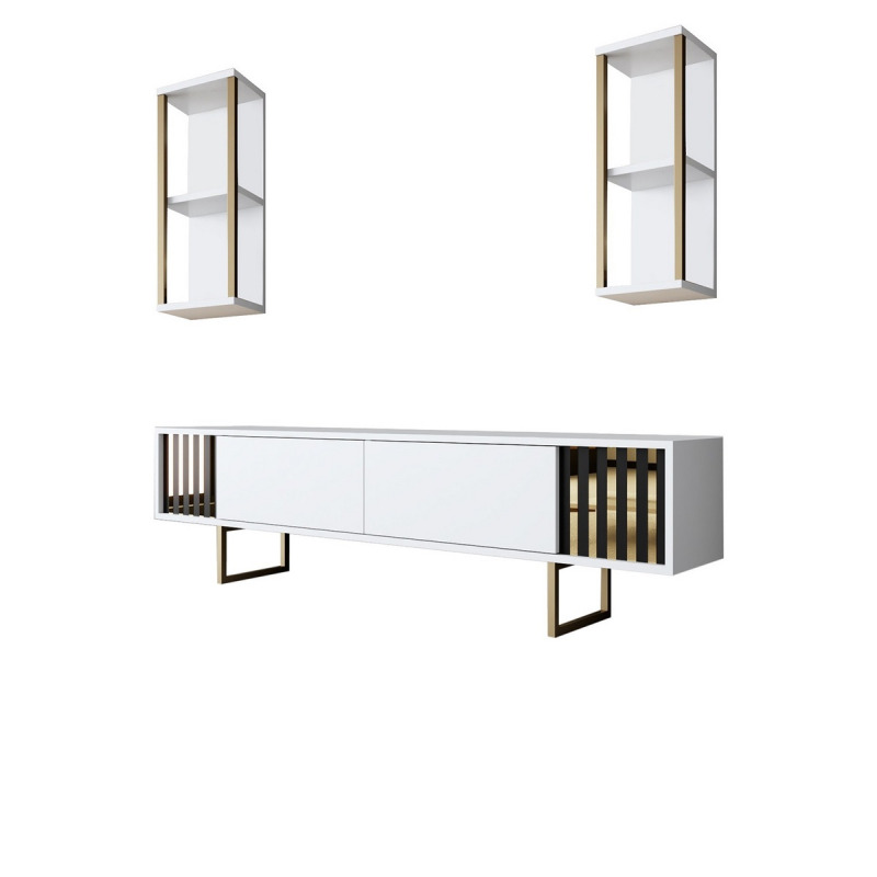 TV stěna / Sestava pod TV Gold Line - White, Black