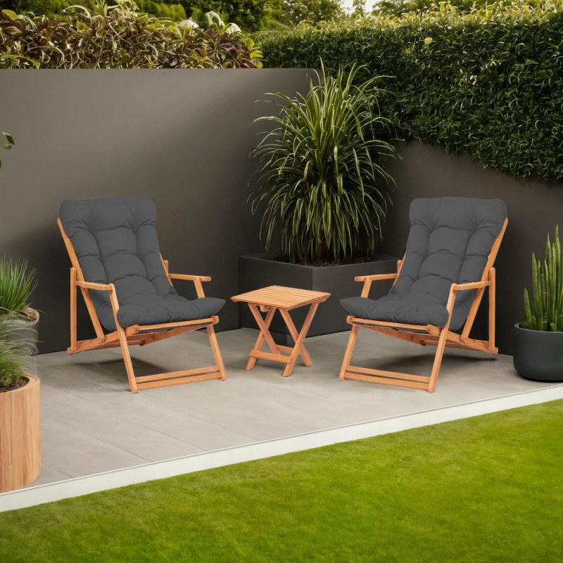 Garden Table & Chairs Set (3 Pieces) My007 - Grey