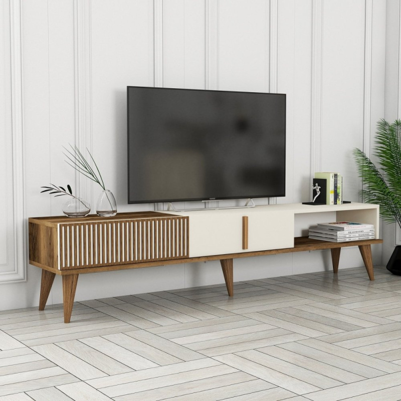 TV stolek Milan Alt - Walnut, Cream