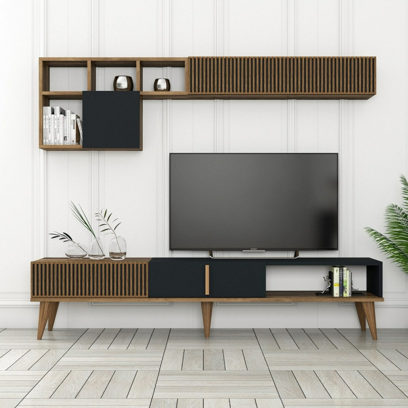TV stěna / Sestava pod TV Milan TV - Walnut, Anthracite