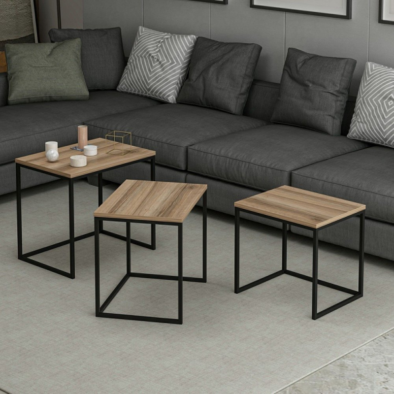 Sada odkládacích stolků (3 kusy) Evia - Walnut