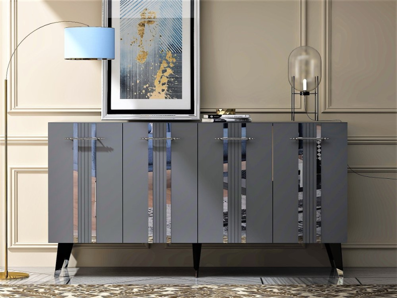 Konzolový stolek Asel - Anthracite, Silver