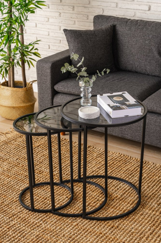 Sada odkládacích stolků (3 kusy) Alya - Black