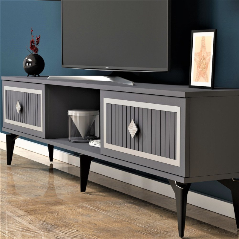 TV stolek Nil - Anthracite, Silver