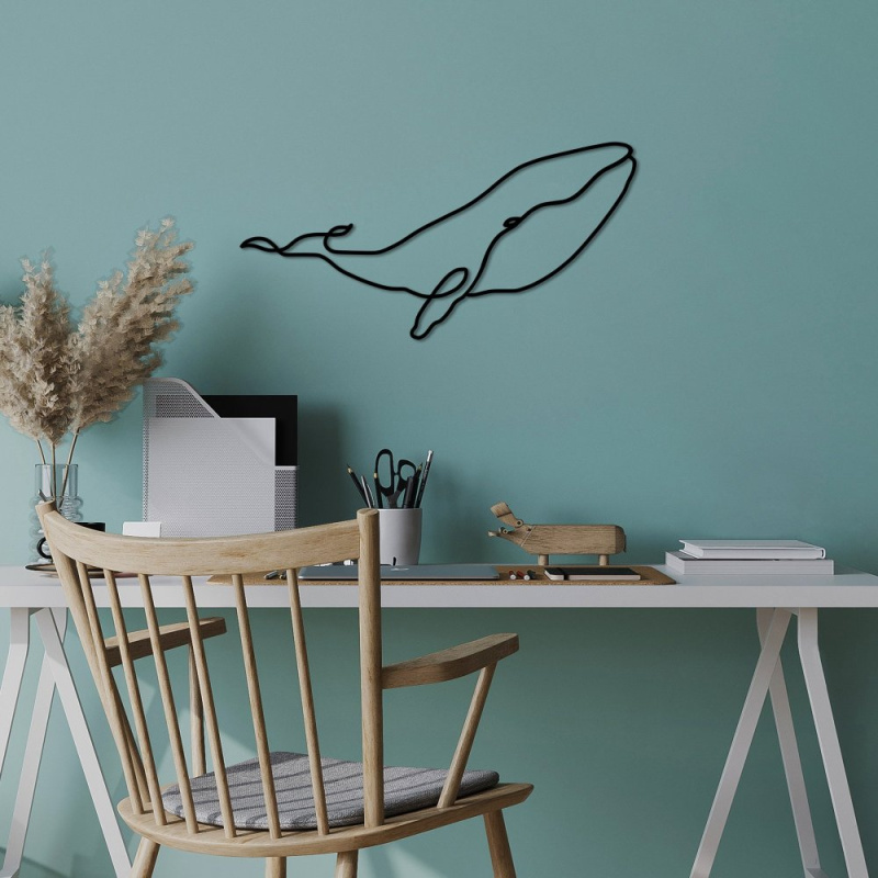 Dekorativní kovový doplněk na zeď Whale - M