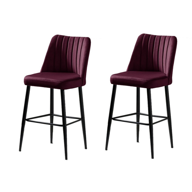 Bar Stool Set (2 Pieces) Vento - Claret Red