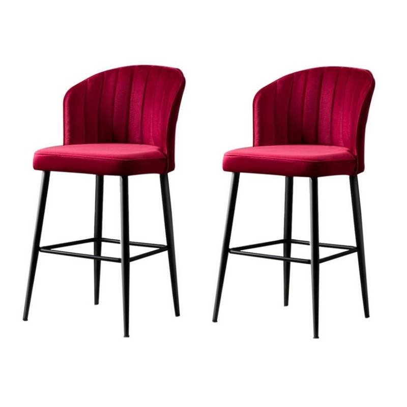 Bar Stool Set (2 Pieces) Rubi - Claret Red