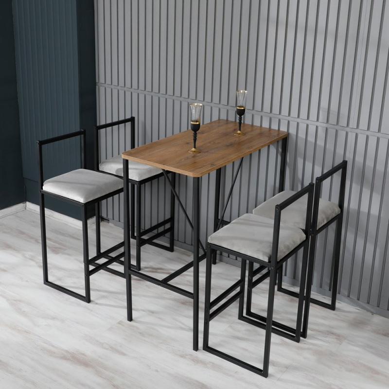 Bar Table & Stool Set (5 Pieces) Nordic - Cream