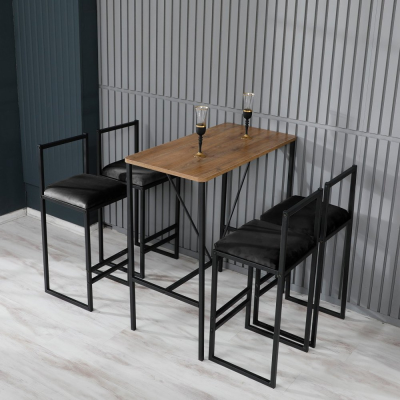Bar Table & Stool Set (5 Pieces) Nordic - Black