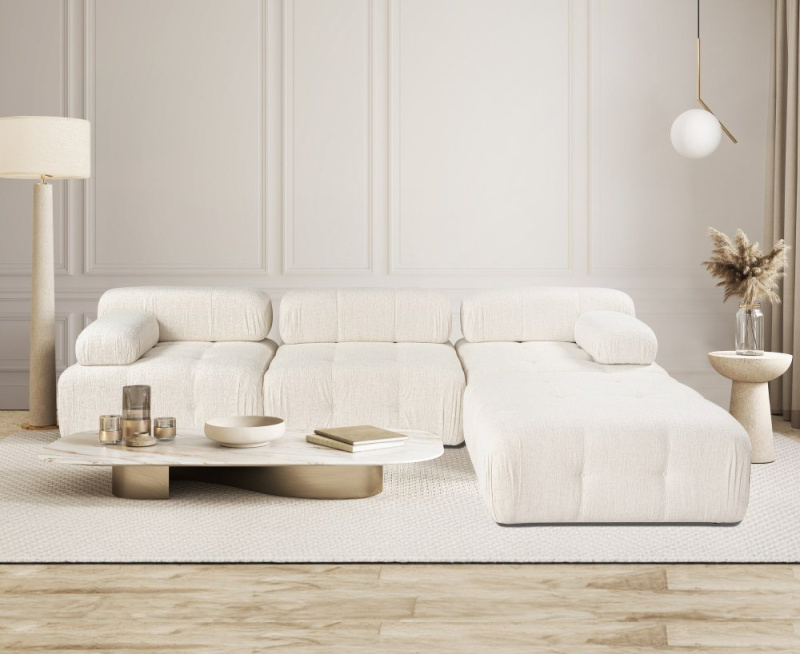 Rohová sedací souprava Doblo 3 Seater with Pouffe ( L1-O1-1R-Pouffe) - Cream
