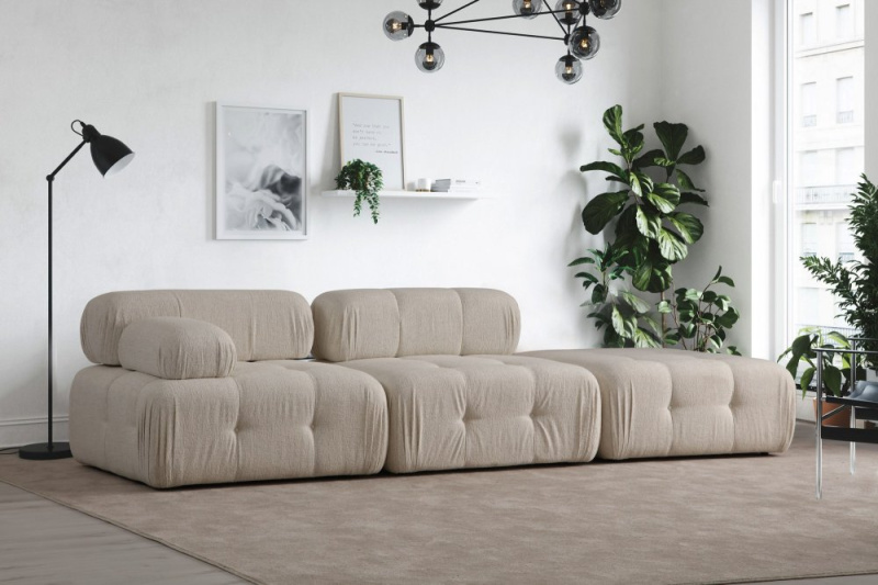 Trojmístná pohovka Doblo 3 Seater ( L1-O1-Pouffe) Cream Bouclette