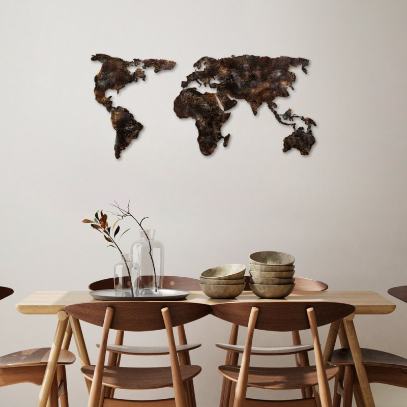 Dekorativní kovový doplněk na zeď World Map 25
