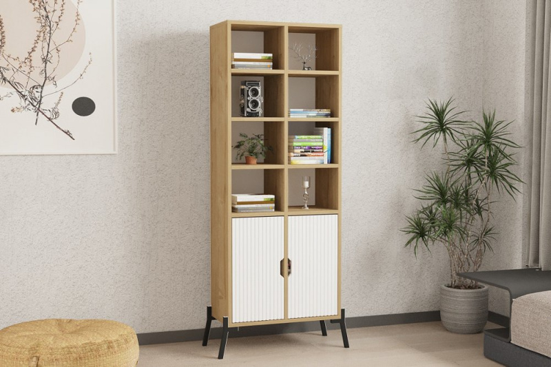 Knihovna Lido - Sapphire Oak, White