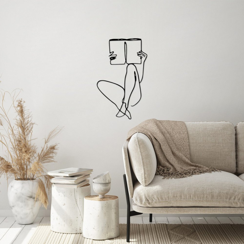 Dekorativní kovový doplněk na zeď Book Reading - 494