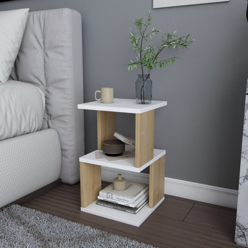 Noční stolek Carter - White, Oak