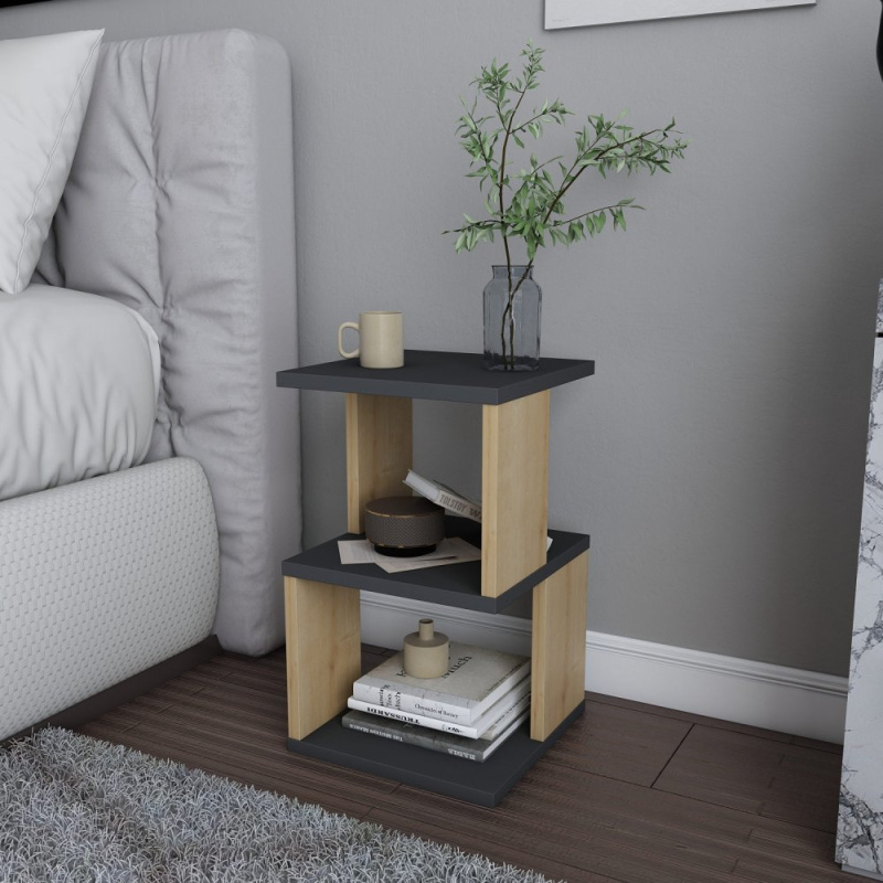 Noční stolek Carter - Anthracite, Oak