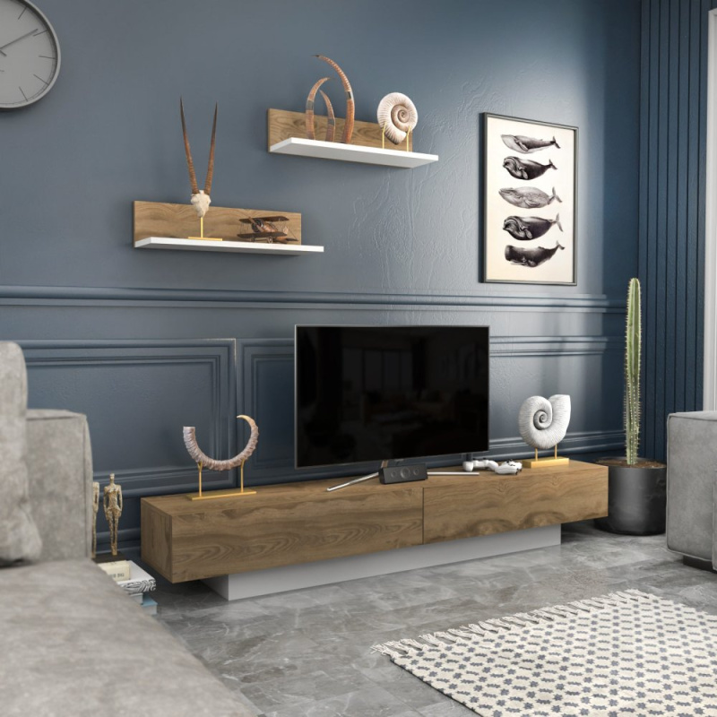TV stěna / Sestava pod TV Lusi - White, Oud Oak