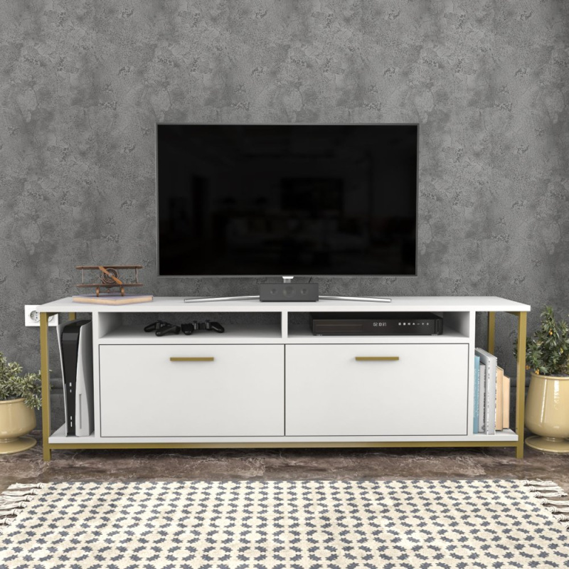 TV stolek Omar - White, Gold