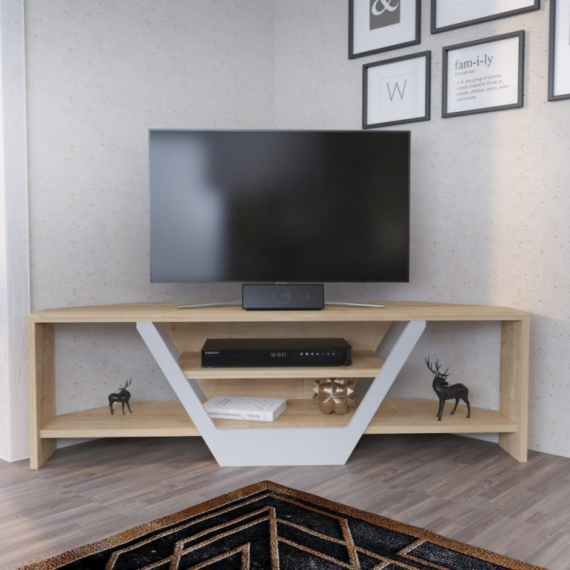 TV stolek Sares - Oak, White