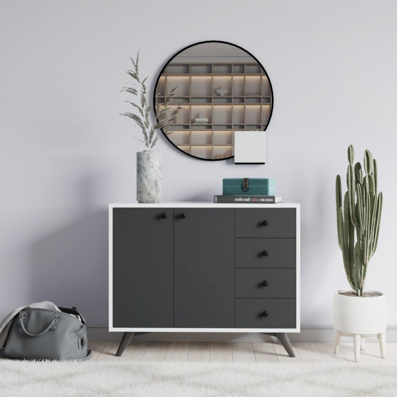 Víceúčelová skříňka Waga - White, Anthracite