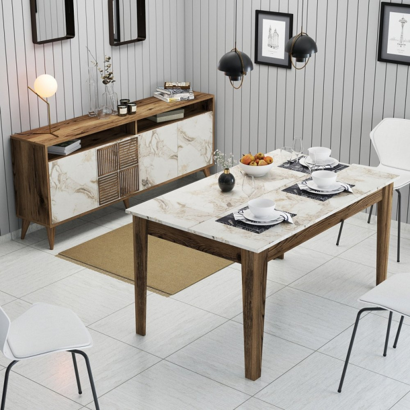 Living Room Furniture Set Milan 523 - Walnut, White
