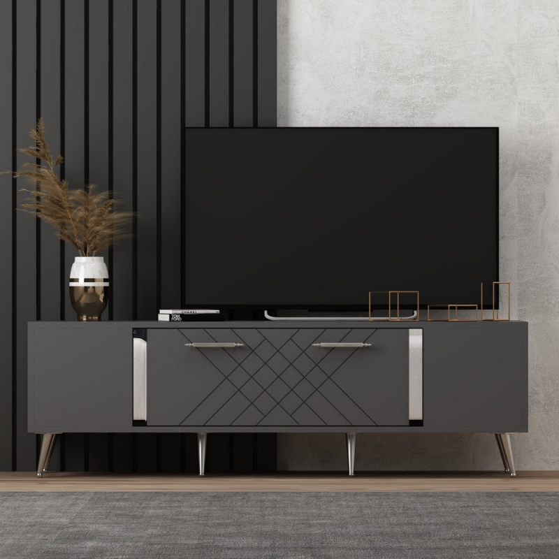 TV stolek Detas - Anthracite, Silver