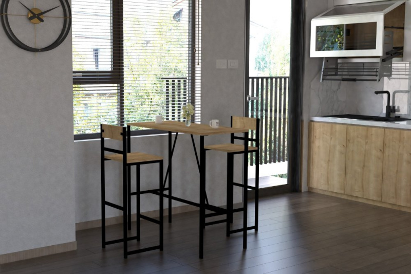 Table & Chairs Set (3 Pieces) Tibet - Oak