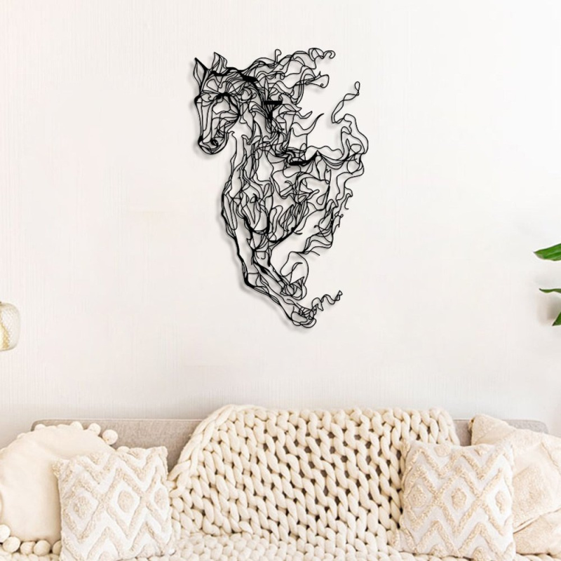 Dekorativní kovový doplněk na zeď Metal Horse Line Art - APT724