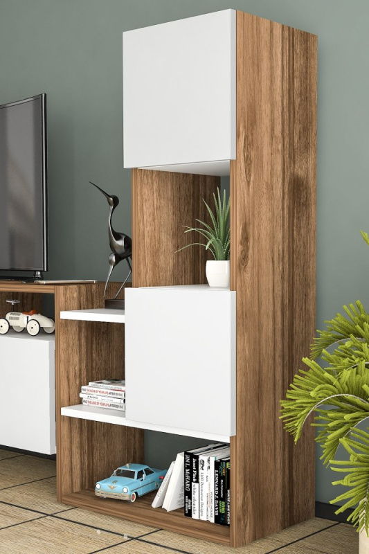 TV stěna / Sestava pod TV Tower - White, Walnut
