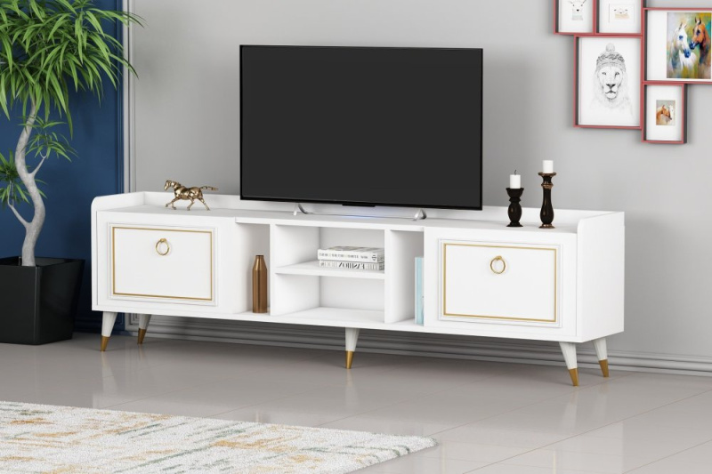 TV stolek Rudy v2 - White, Gold