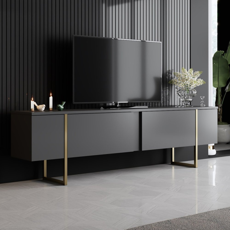 TV stolek Luxe - Anthracite, Gold