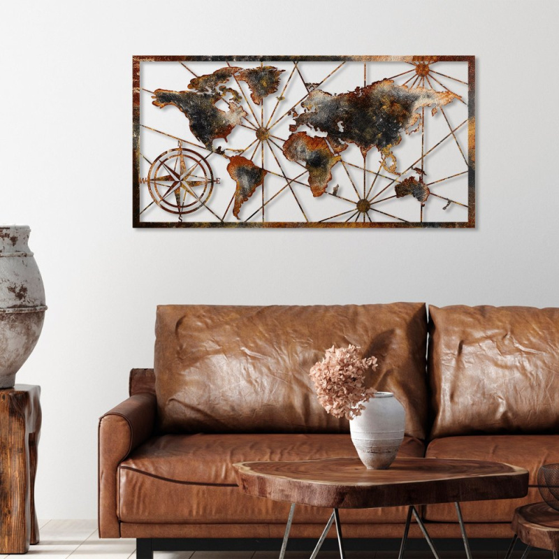 Dekorativní kovový doplněk na zeď World Map Large - 3