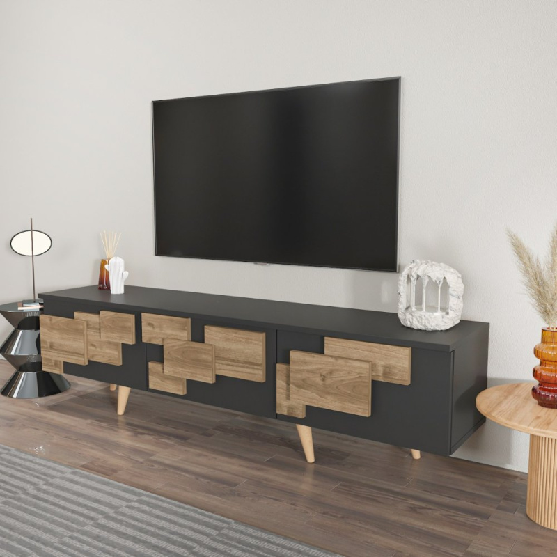 TV stolek 3 D - Anthracite, Walnut