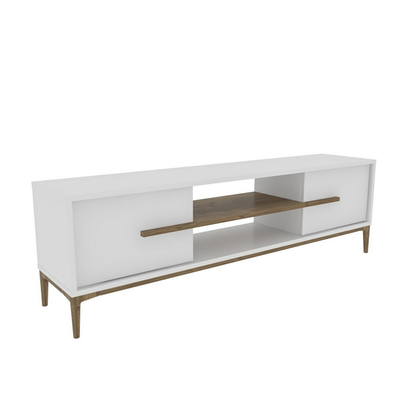TV stolek Eslem - White, Walnut