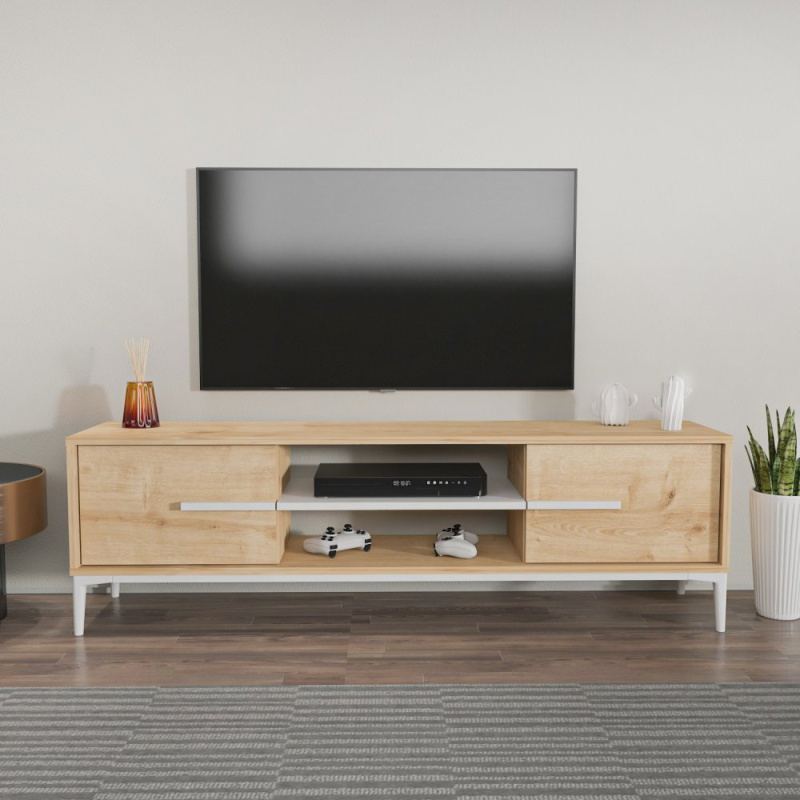 TV stolek Eslem - Oak, White