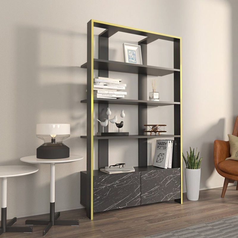 Knihovna Elena - Black, Marble