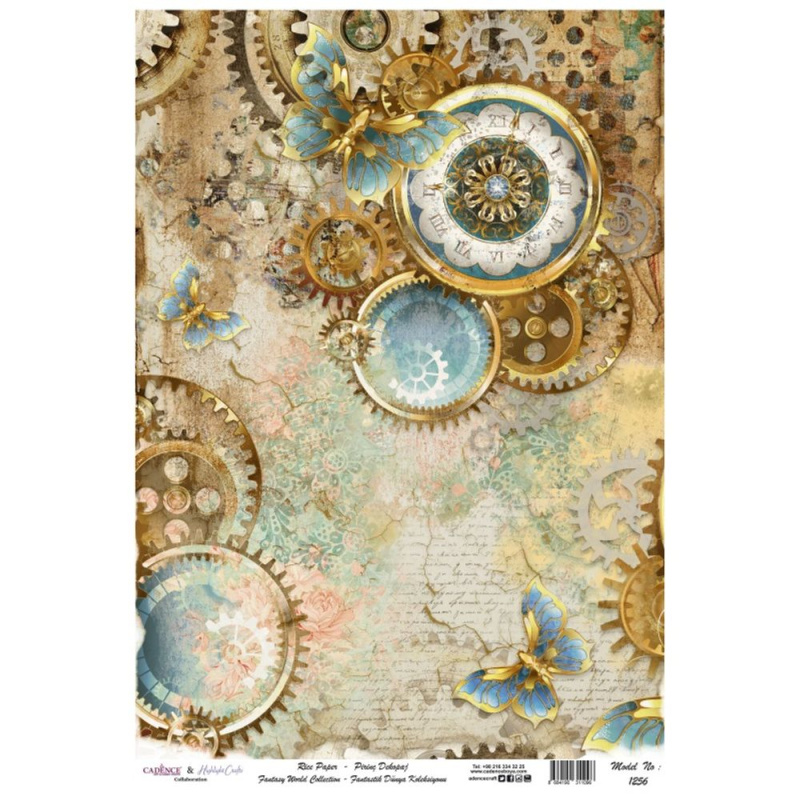 Cadence Rýžový papír Cadence - Motýlí ozubená kola - VYBERTE VELIKOST - Rýžový papír Cadence, A4 - Motýlí ozubená kola