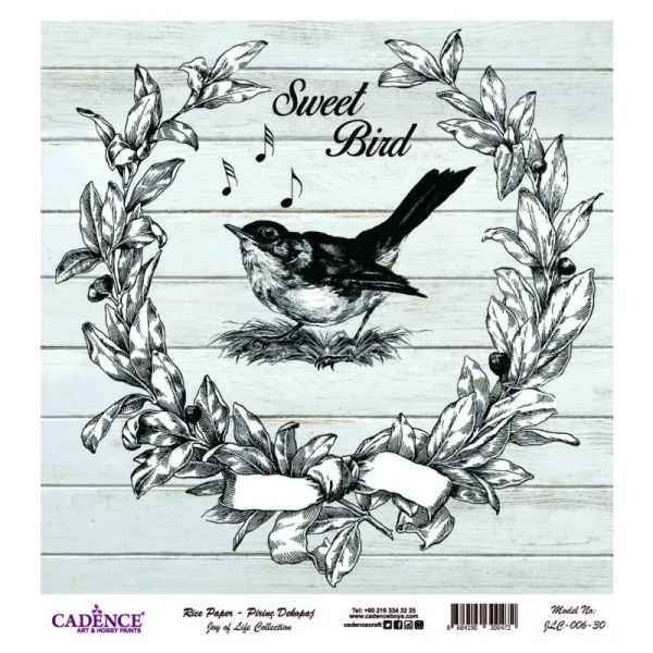 Cadence Rýžový papír Cadence, 30x30 cm - Ptačí písnička