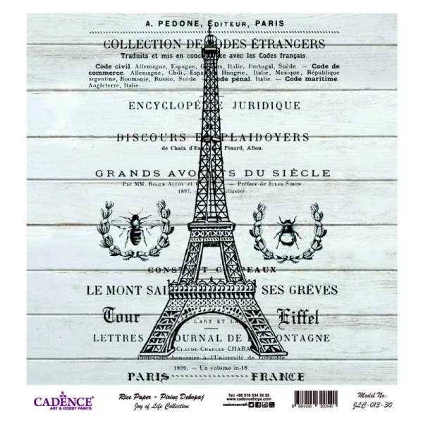 Cadence Rýžový papír Cadence, 30x30 cm - Tour Eiffel