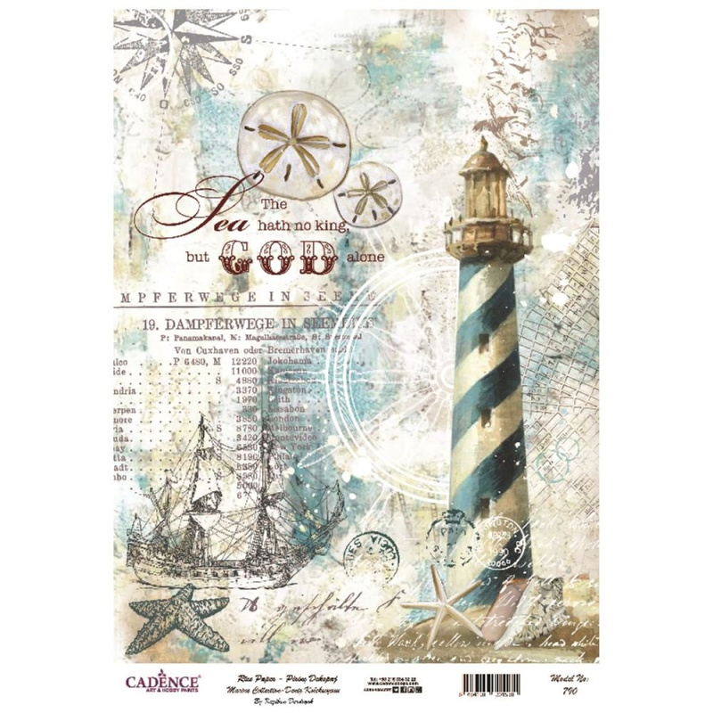 Cadence Rýžový papír Cadence - Loď u majáku - VYBERTE VELIKOST - Rýžový papír Cadence, A4 - Loď u majáku