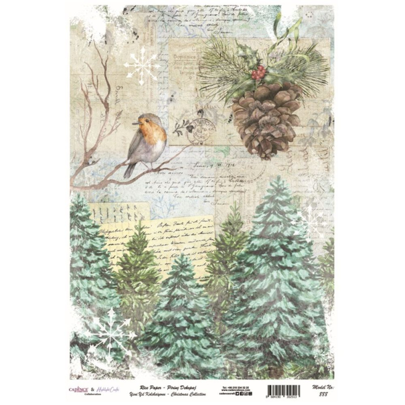 Cadence Rýžový papír Cadence - Červenka v lese - VYBERTE VELIKOST - Rýžový papír Cadence, A4 - Červenka v lese