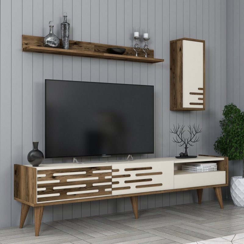 TV stěna / Sestava pod TV Valensiya - Walnut, Cream